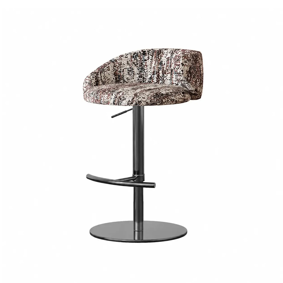 Jacquard Upholstered Adjustable Swivel Bar Stool With Wraparound Back