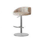 Jacquard Upholstered Adjustable Swivel Bar Stool With Wraparound Back