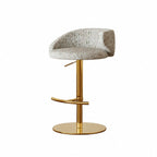 Jacquard Upholstered Adjustable Swivel Bar Stool With Wraparound Back