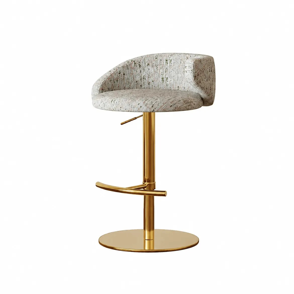Jacquard Upholstered Adjustable Swivel Bar Stool With Wraparound Back