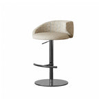 Jacquard Upholstered Adjustable Swivel Bar Stool With Wraparound Back