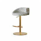 Jacquard Upholstered Adjustable Swivel Bar Stool With Wraparound Back