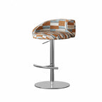 Jacquard Upholstered Adjustable Swivel Bar Stool With Wraparound Back