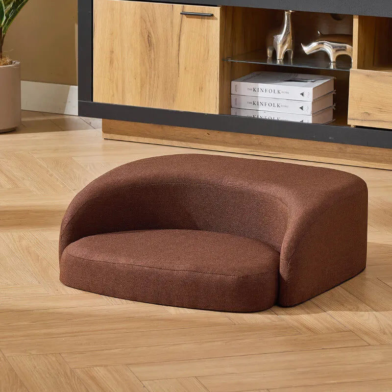 Japandi Floor Meditation Chair, Curved Low Seat with Non-Slip Base