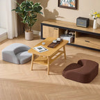 Japandi Floor Meditation Chair, Curved Low Seat with Non-Slip Base