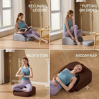 Japandi Floor Meditation Chair, Curved Low Seat with Non-Slip Base