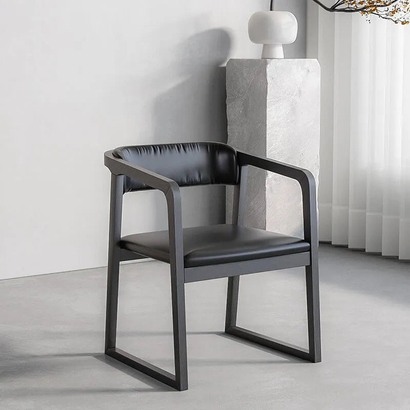 Japandi Matte Black Wooden Chair Series for Dining and Office