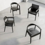 Japandi Matte Black Wooden Chair Series for Dining and Office