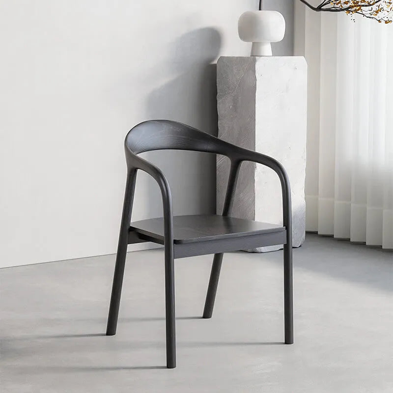 Japandi Matte Black Wooden Chair Series for Dining and Office
