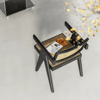 Japandi Matte Black Wooden Chair Series for Dining and Office