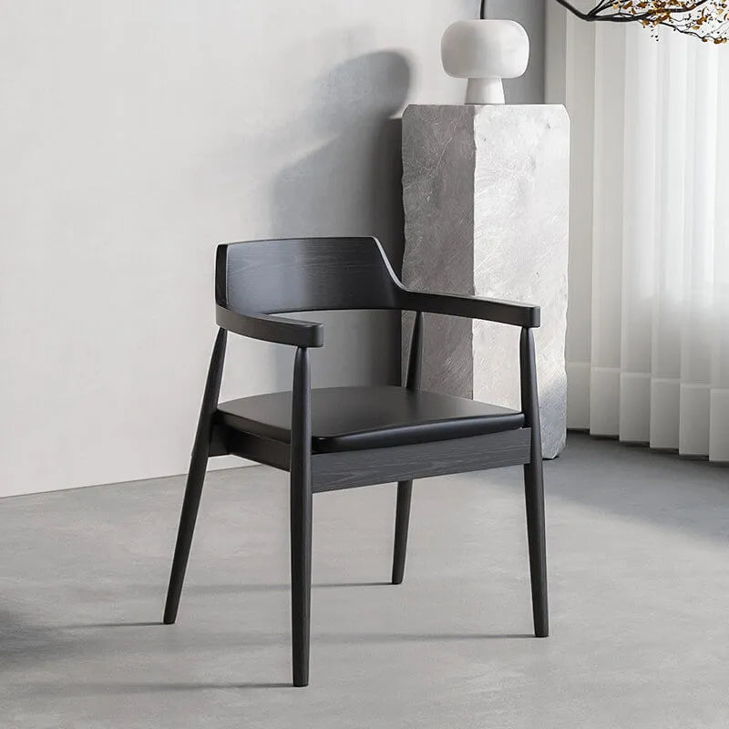 Japandi Matte Black Wooden Chair Series for Dining and Office Secondary image