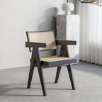 Japandi Matte Black Wooden Chair Series for Dining and Office