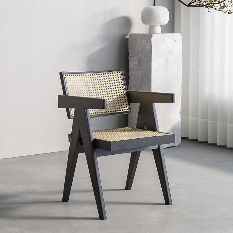 Japandi Matte Black Wooden Chair Series for Dining and Office