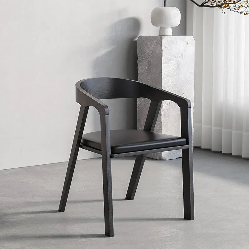 Japandi Matte Black Wooden Chair Series for Dining and Office
