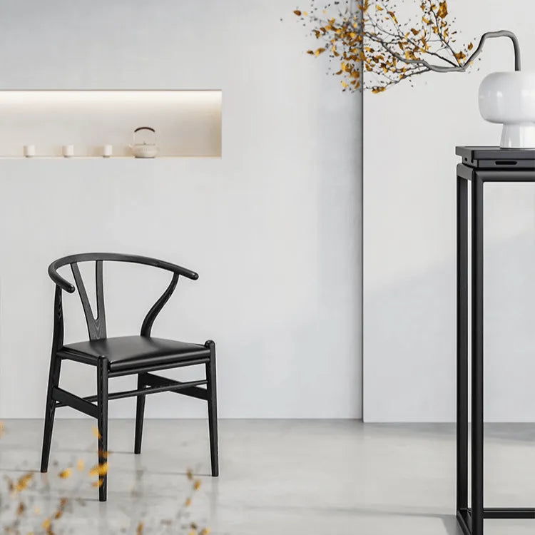 Japandi Matte Black Wooden Chair Series for Dining and Office