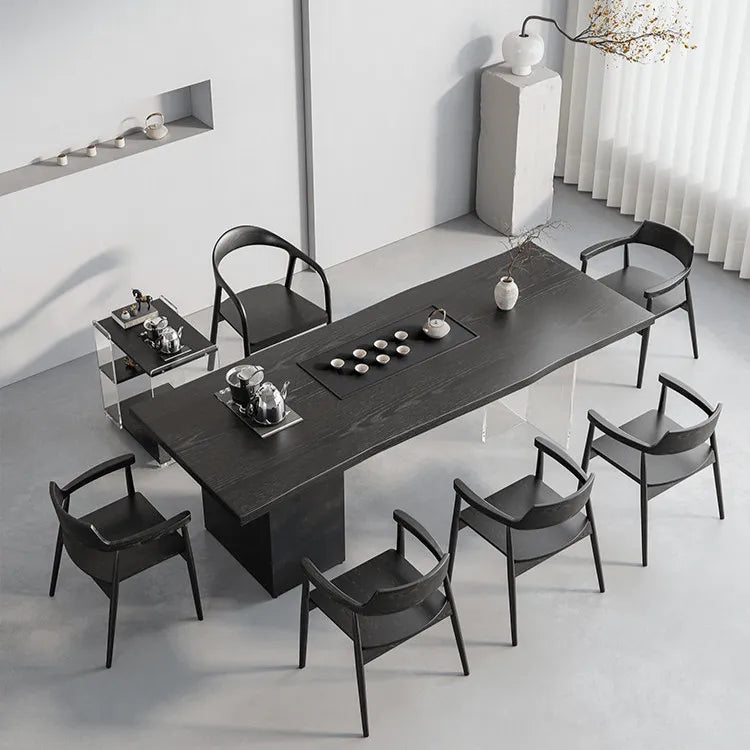 Japandi Matte Black Wooden Chair Series for Dining and Office