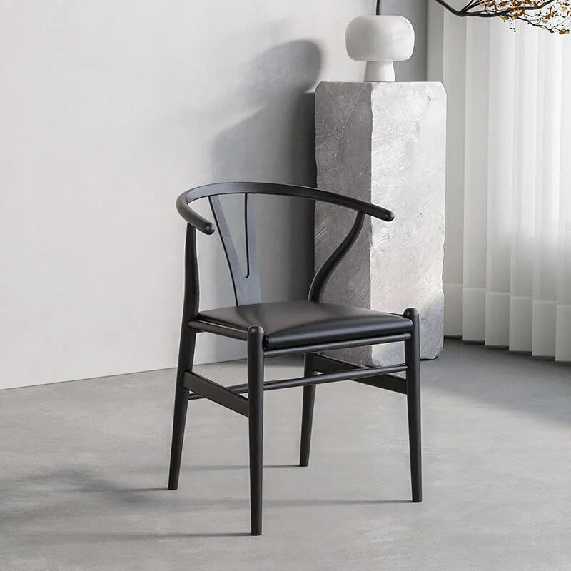 Japandi Matte Black Wooden Chair Series for Dining and Office