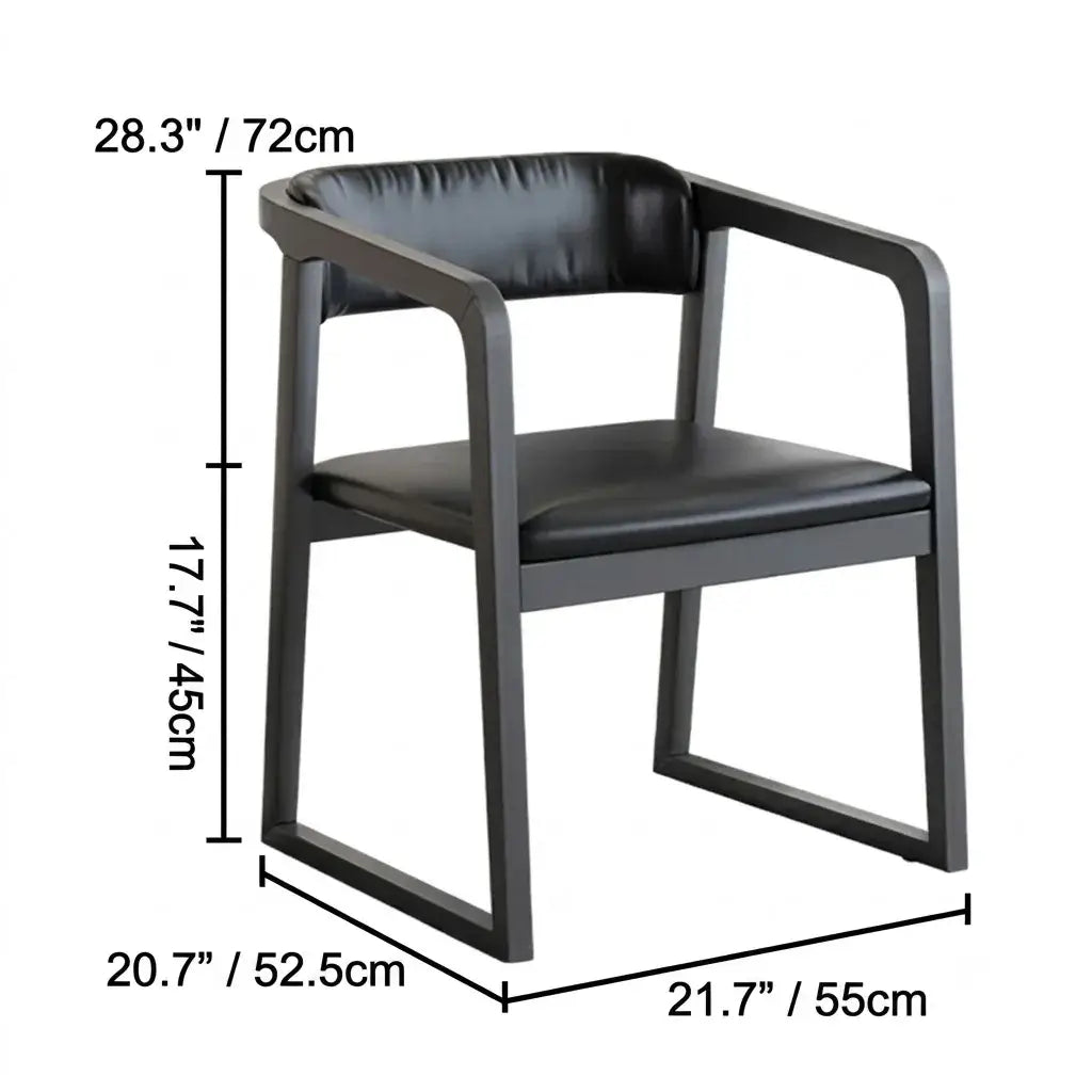 Japandi Matte Black Wooden Chair Series for Dining and Office Dimensions