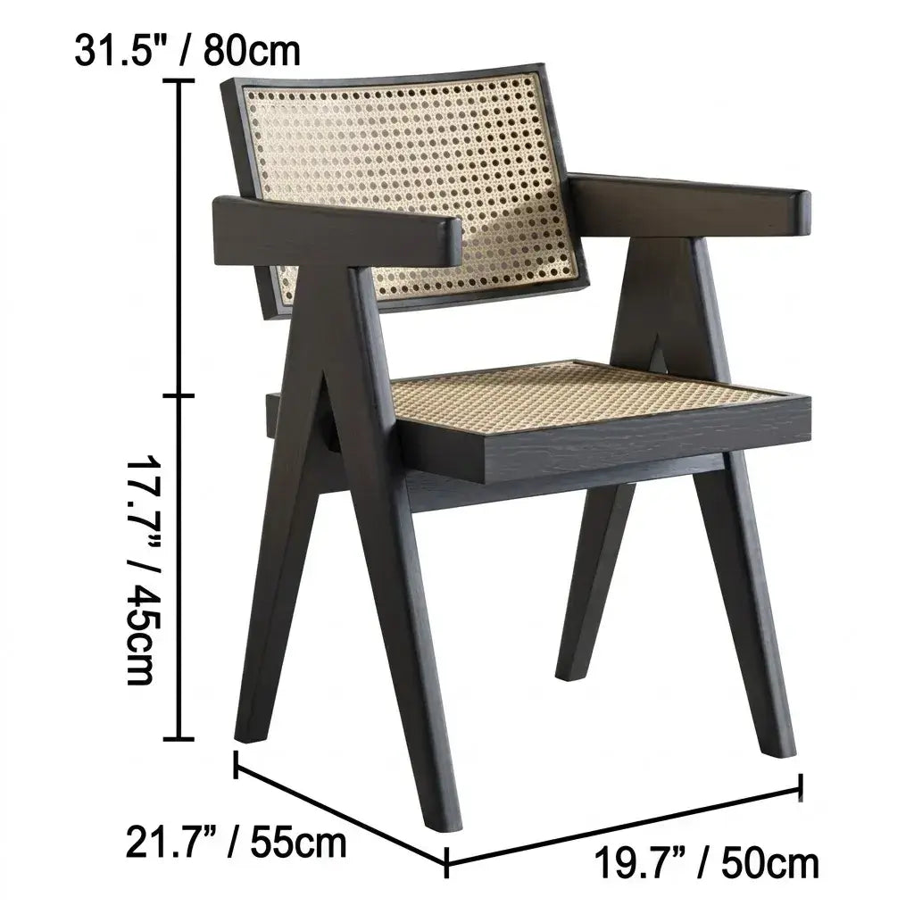 Japandi Matte Black Wooden Chair Series for Dining and Office Dimensions
