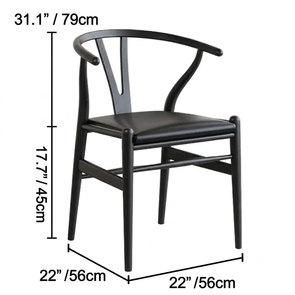 Japandi Matte Black Wooden Chair Series for Dining and Office Dimensions