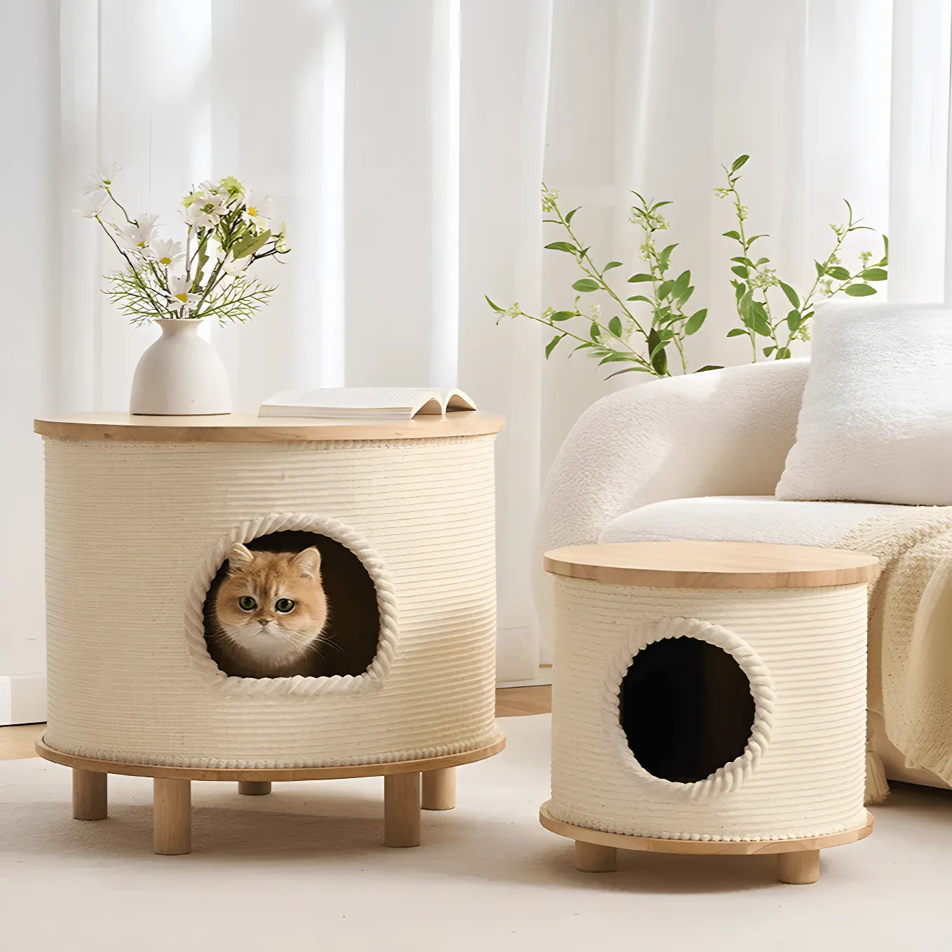 Japandi Multifunctional Pet-Friendly Coffee Table Nightstand Side Table