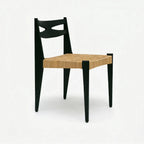 Japandi Rattan Dining Chair with Sculptural Ash Frame and Handwoven Seat