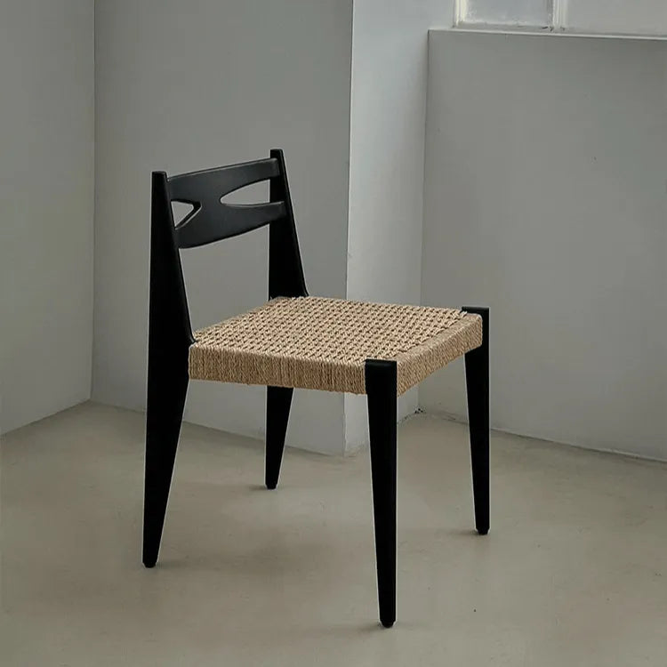 Japandi Rattan Dining Chair with Sculptural Ash Frame and Handwoven Seat
