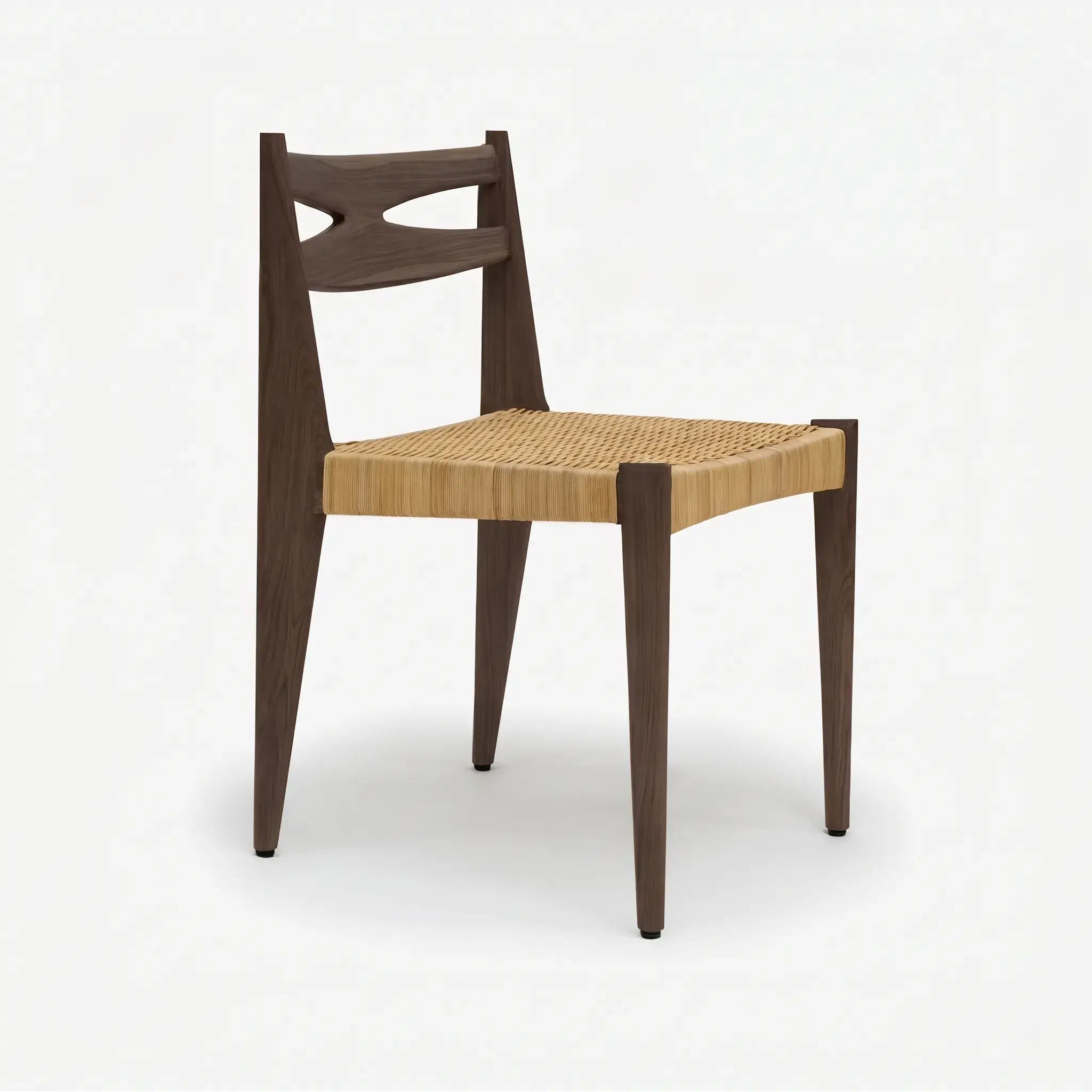 Japandi Rattan Dining Chair with Sculptural Ash Frame and Handwoven Seat