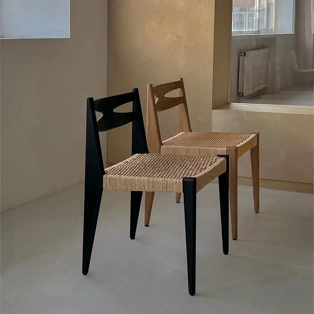 Japandi Rattan Dining Chair with Sculptural Ash Frame and Handwoven Seat Main Product Image