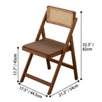 Japandi Rattan Folding Chair in Bamboo Wood, Space-Saving Dining and Reading Seat