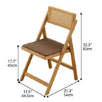 Japandi Rattan Folding Chair in Bamboo Wood, Space-Saving Dining and Reading Seat