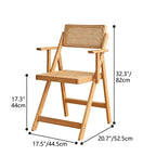 Japandi Rattan Folding Chair in Bamboo Wood, Space-Saving Dining and Reading Seat