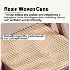 Japandi Rattan Folding Chair in Bamboo Wood, Space-Saving Dining and Reading Seat