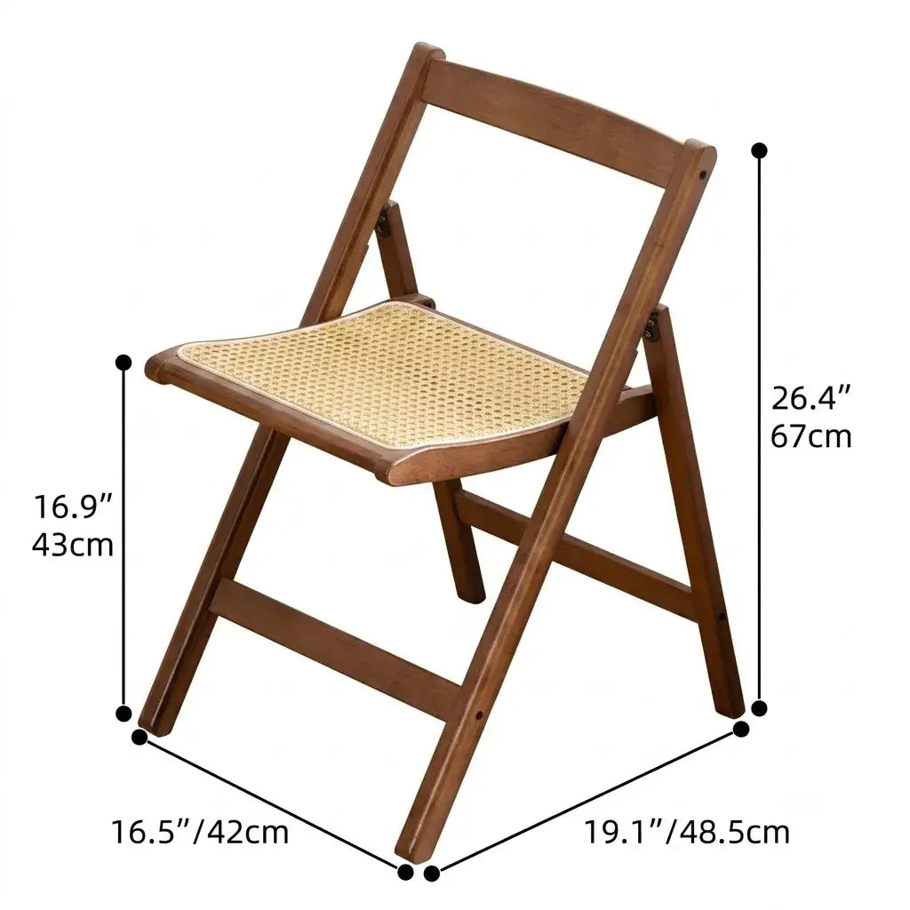 Japandi Rattan Folding Chair in Bamboo Wood, Space-Saving Dining and Reading Seat