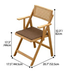 Japandi Rattan Folding Chair in Bamboo Wood, Space-Saving Dining and Reading Seat