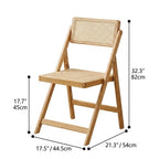 Japandi Rattan Folding Chair in Bamboo Wood, Space-Saving Dining and Reading Seat