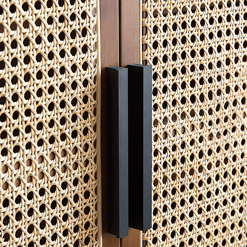 Japandi Rattan Shoe Cabinet With 2 Doors & 5 Shelves