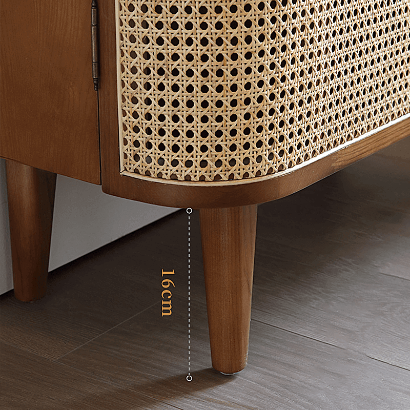 Japandi Rattan Shoe Cabinet With 2 Doors & 5 Shelves