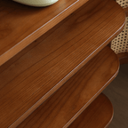 Japandi Rattan Shoe Cabinet With 2 Doors & 5 Shelves