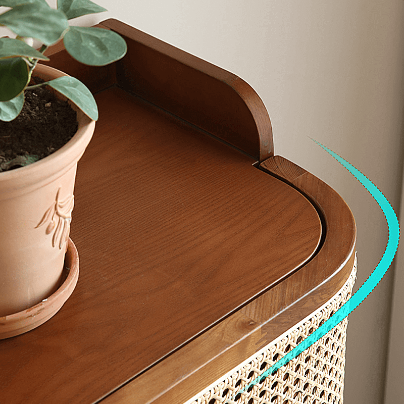 Japandi Rattan Shoe Cabinet With 2 Doors & 5 Shelves