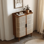 Japandi Rattan Shoe Cabinet With 2 Doors & 5 Shelves