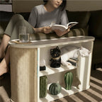 Japandi Sisal Cat Scratcher Side Table With Tiered Storage