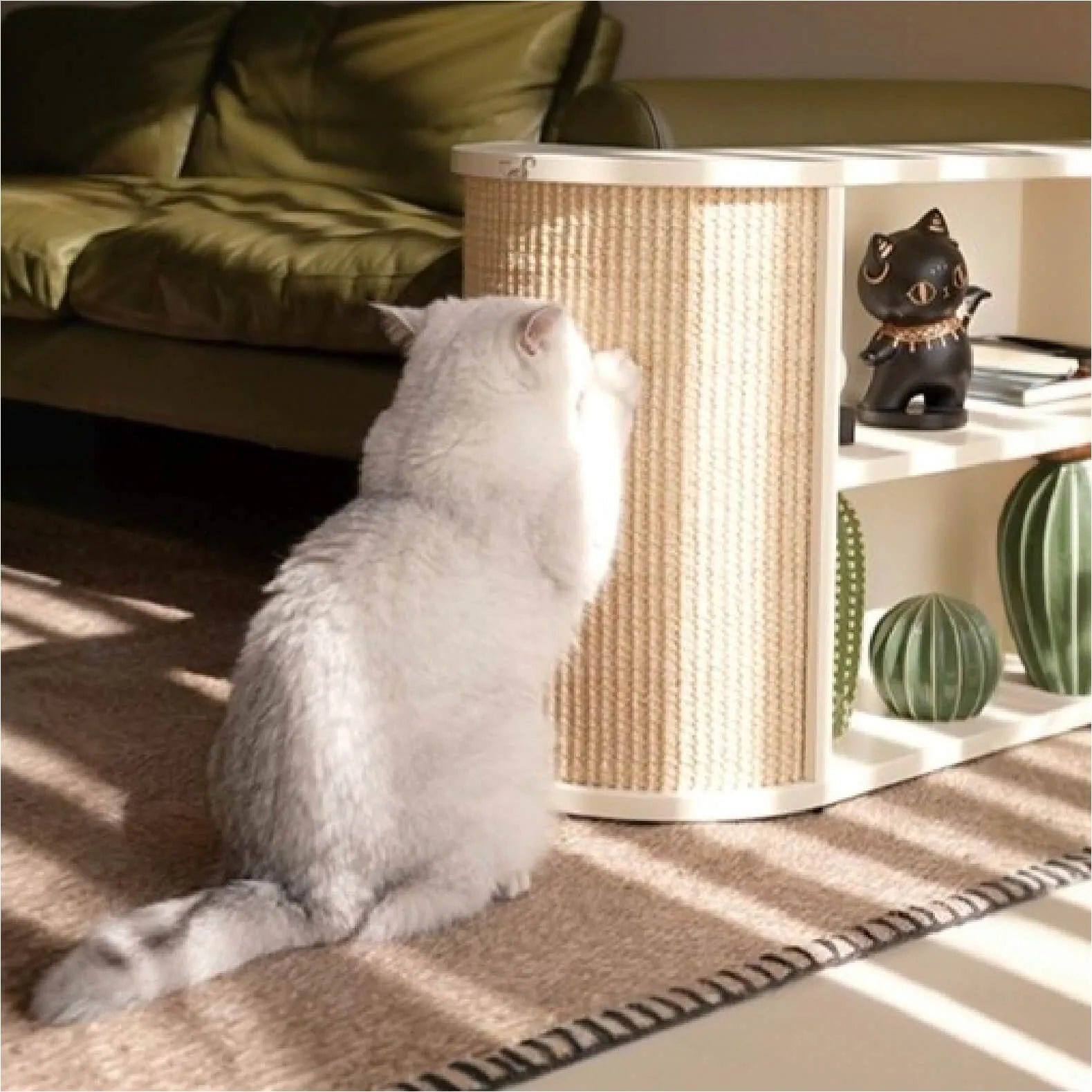 Japandi Sisal Cat Scratcher Side Table With Tiered Storage サブ画像