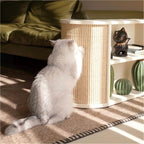 Japandi Sisal Cat Scratcher Side Table With Tiered Storage