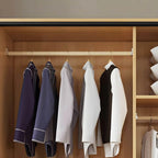 Japandi Sliding Door Wardrobe Armoire with Shelves and Hanging Rail