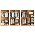 Japandi Sliding Door Wardrobe Armoire with Shelves and Hanging Rail