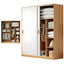 Japandi Sliding Door Wardrobe Armoire with Shelves and Hanging Rail