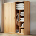 Japandi Sliding Door Wardrobe Armoire with Shelves and Hanging Rail Main Product Image