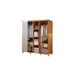 Japandi Sliding Door Wardrobe Armoire With Shelves And Rod