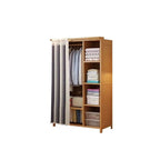 Japandi Sliding Door Wardrobe Armoire With Shelves And Rod